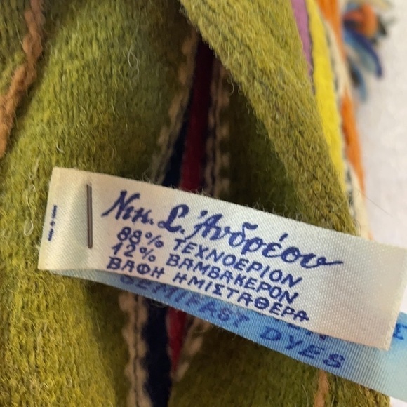 Greek motif tan pattern travel crossbody two small totes boho festival lot of 2 - Picture 13 of 13